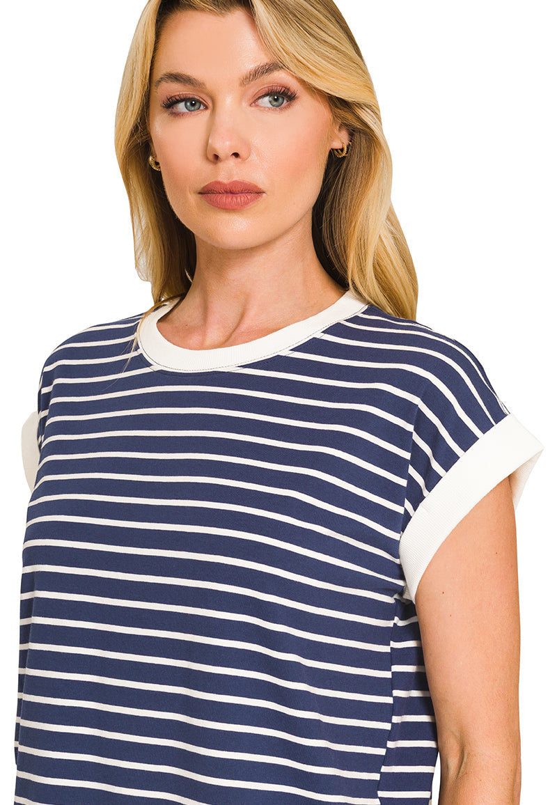 All American Girl Striped Tee Navy