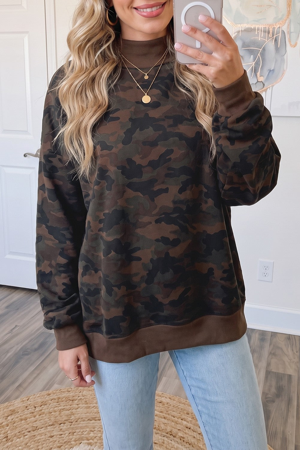 Dark Camo Mockneck Sweatshirt