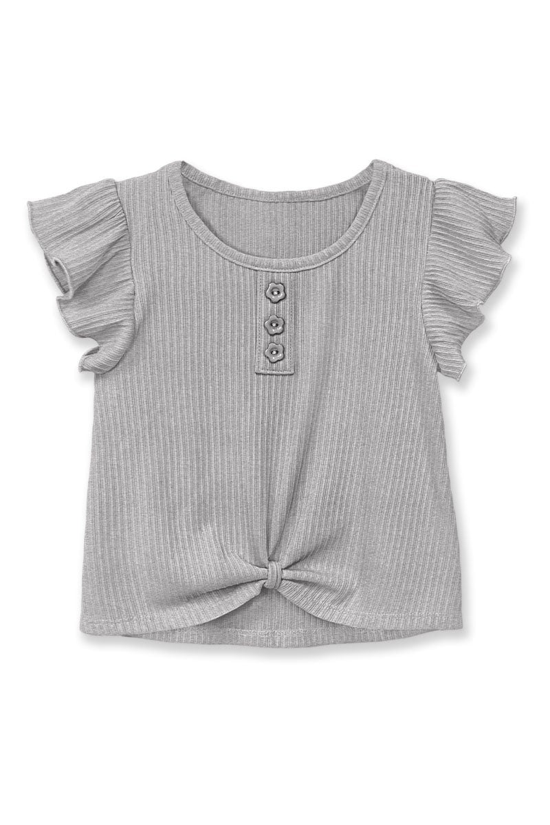 Little Girl's Flutter Top Gray