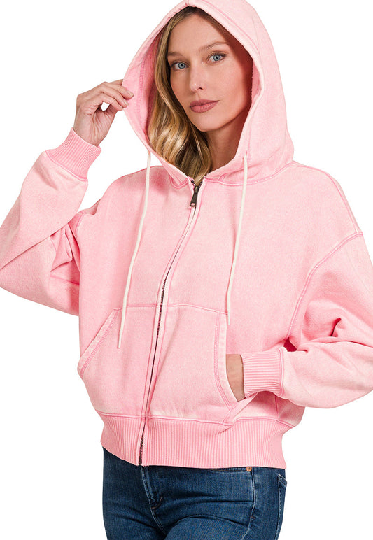 Wanderlust Zip Hoodie ~ Vintage Pink