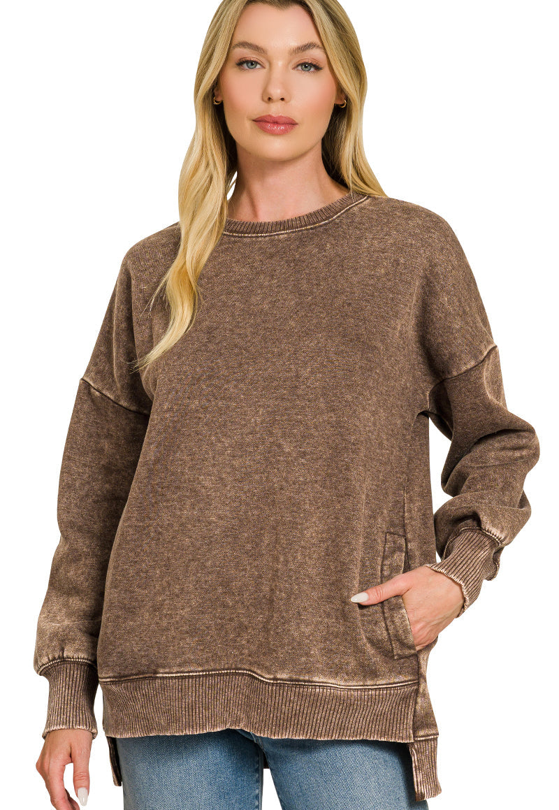 Hello Cozy Crewneck ~ Chocolate