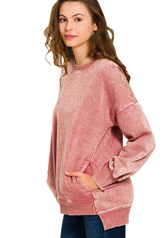 Hello Cozy Crewneck ~ Vintage Rose