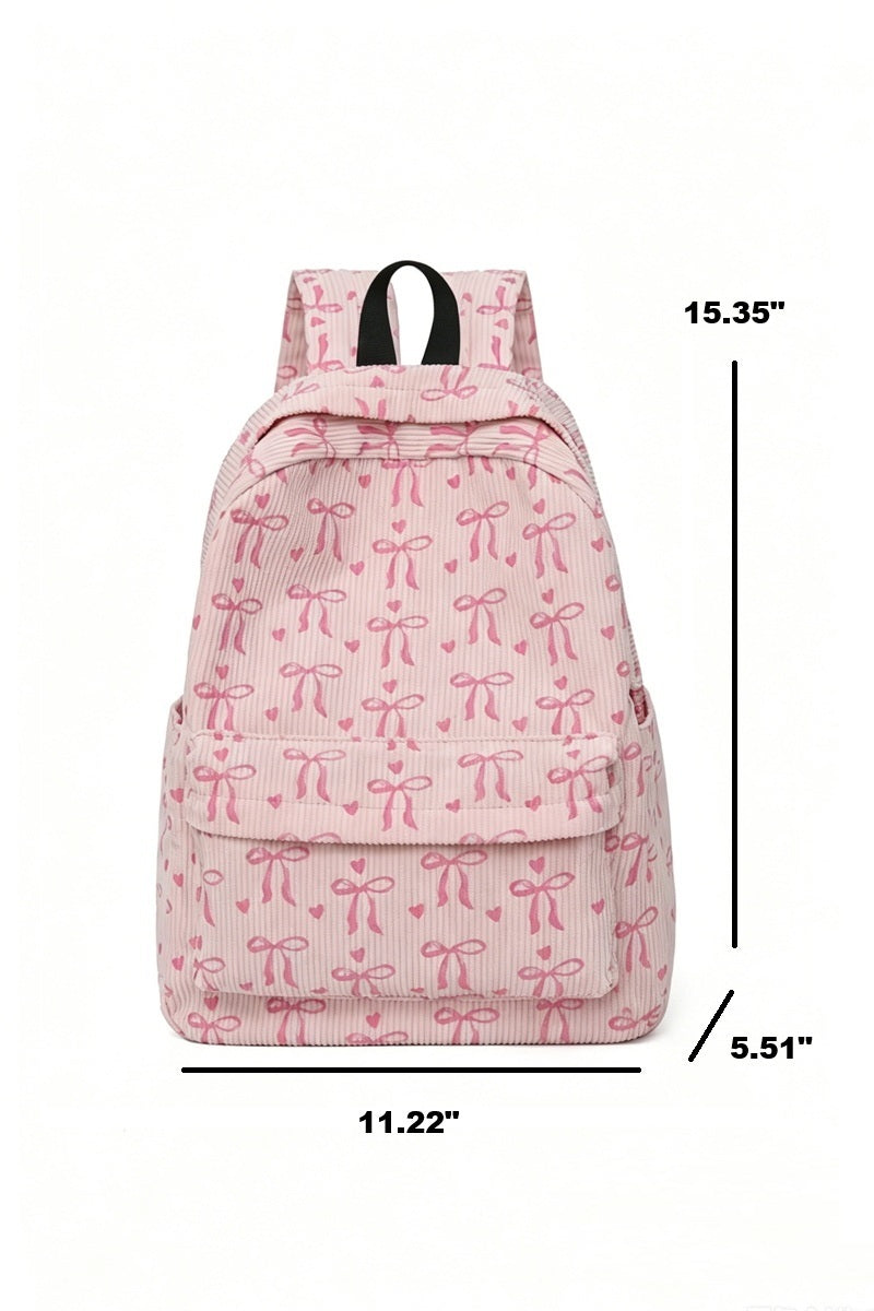 Coquette Bow Corduroy Backpack