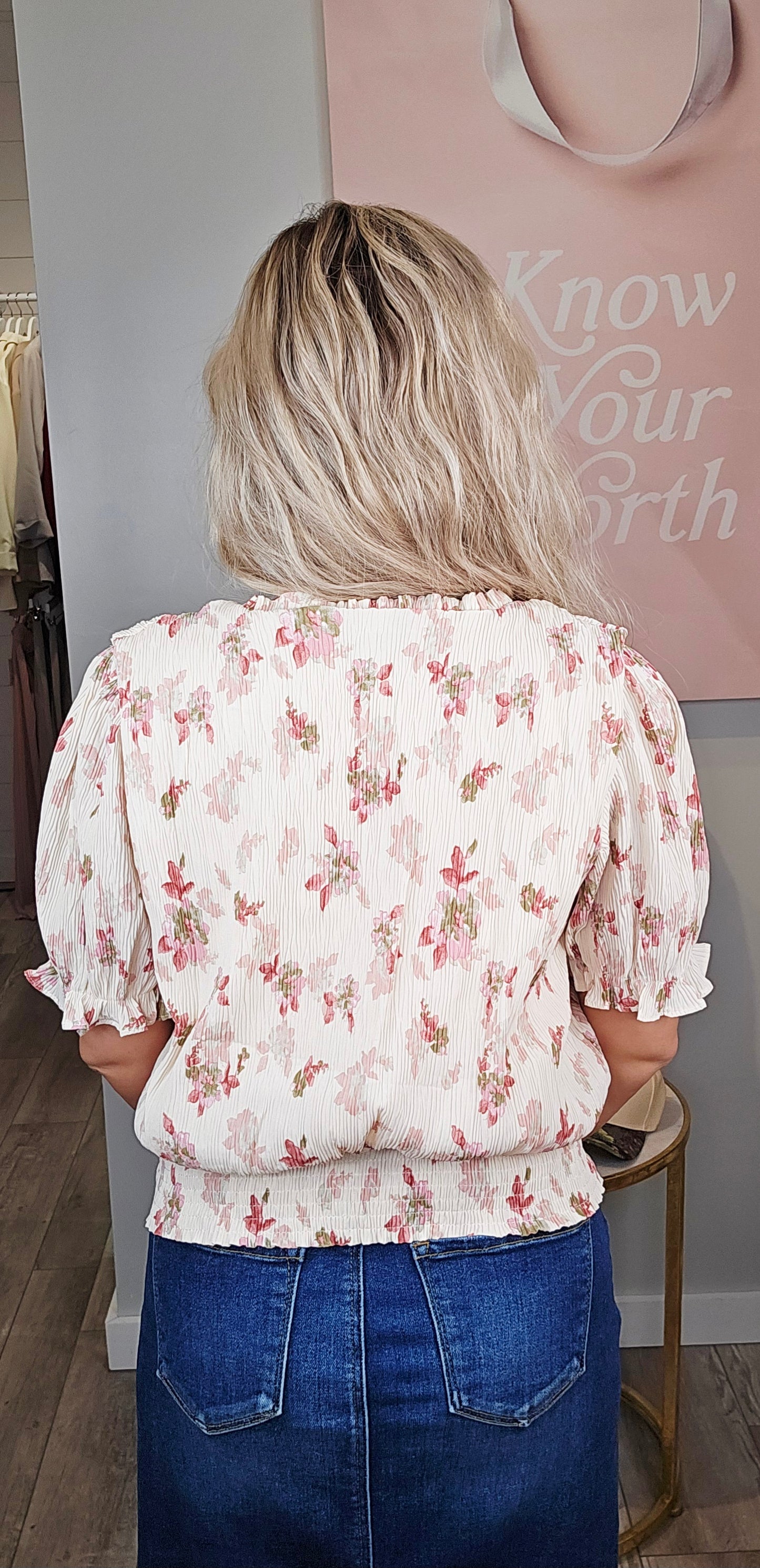 Blushing Blooms of Fall Top