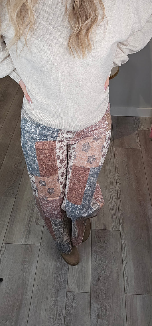 Risen Earth Block Wide Leg Jeans