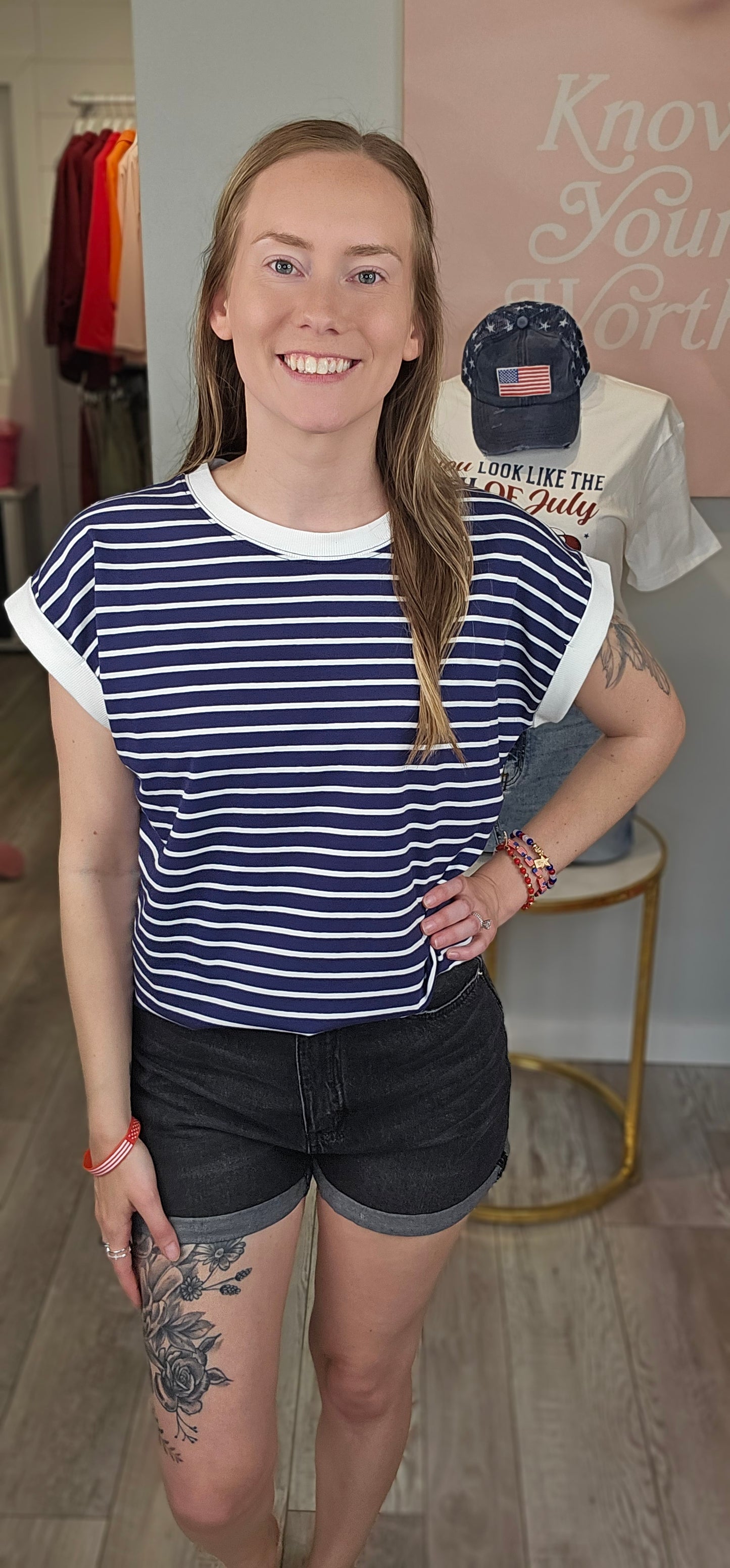 Black Stone Wash Mom Shorts