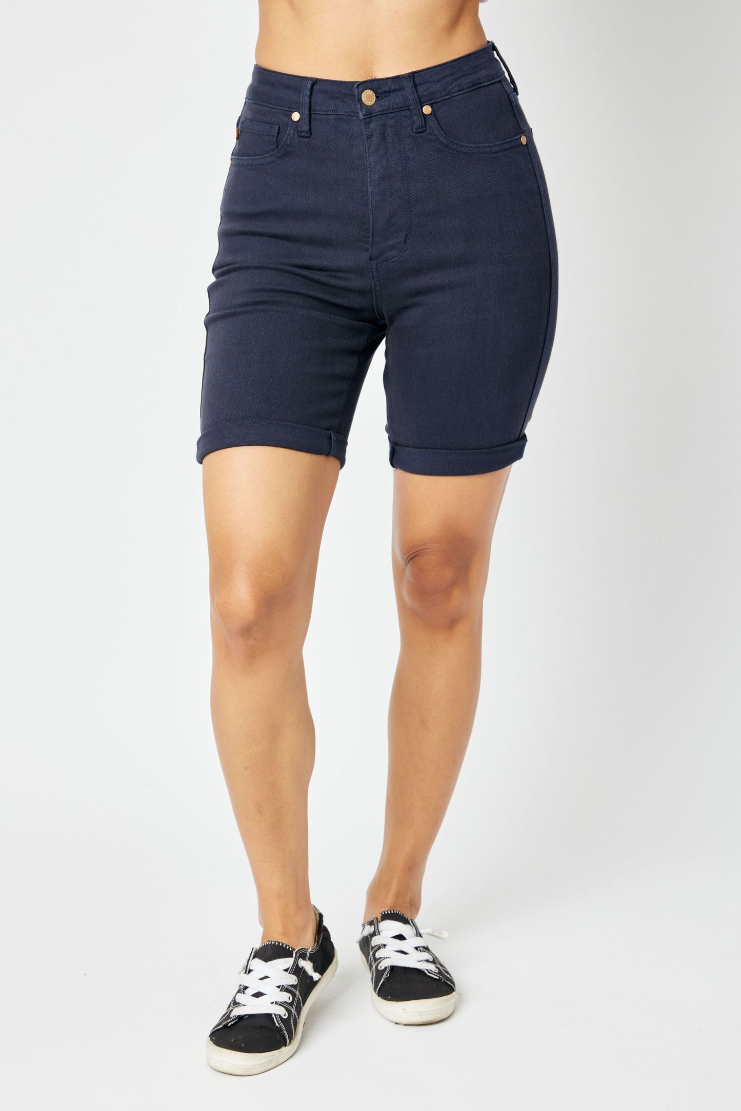 Judy Blue High Waist Tummy Control Navy Bermudas