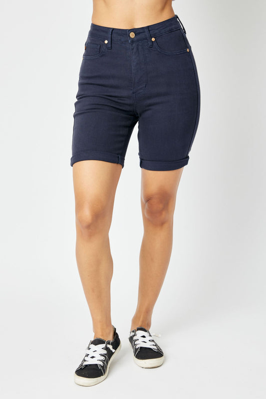 Judy Blue High Waist Tummy Control Navy Bermudas