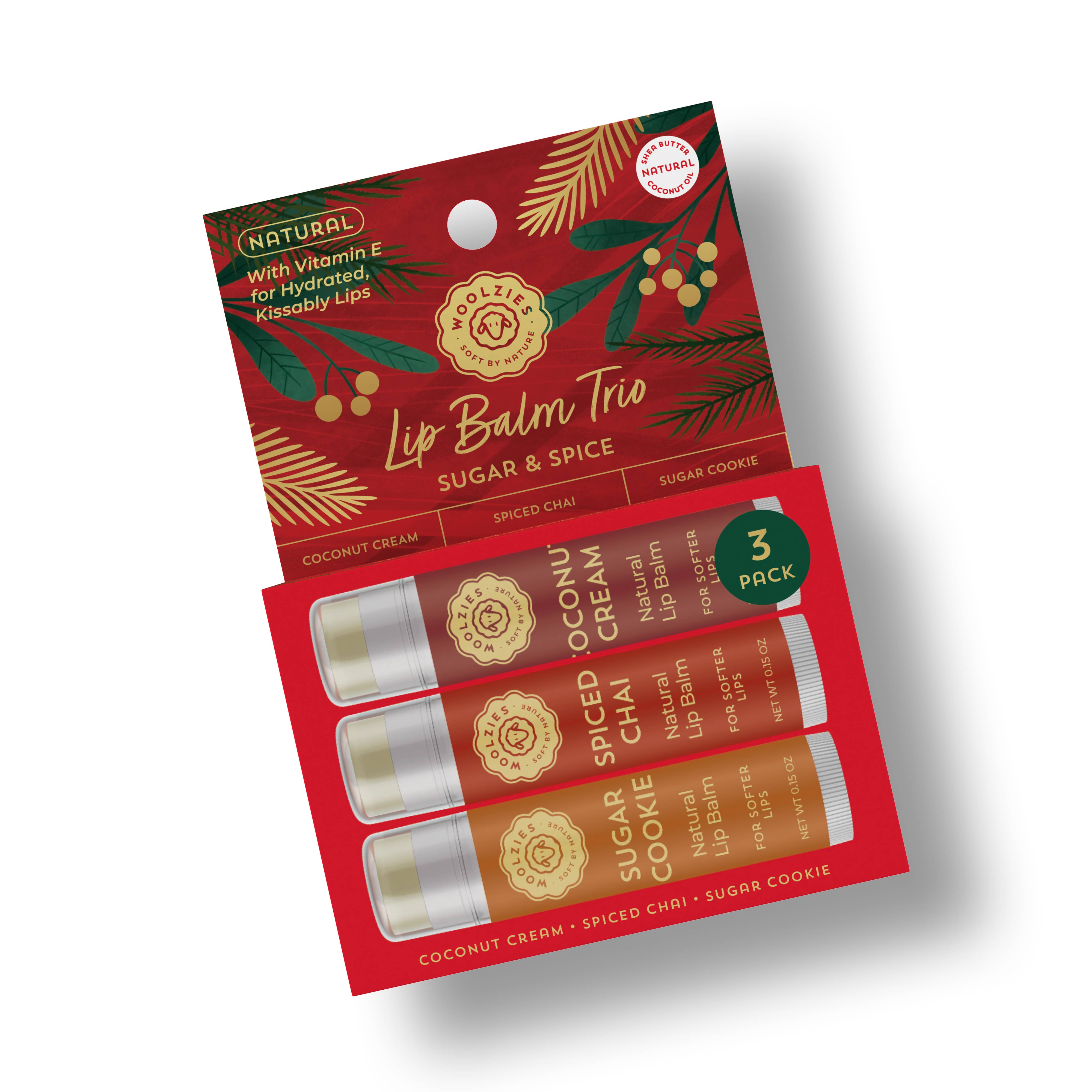 Natural Shea Butter Lip Balm Trio – Sugar & Spice