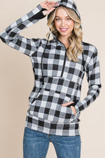 Load image into Gallery viewer, Buffalo Plaid Quarter Zip Hoodie with Thumbholes
