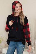 Load image into Gallery viewer, Partial Plaid Hoodie
