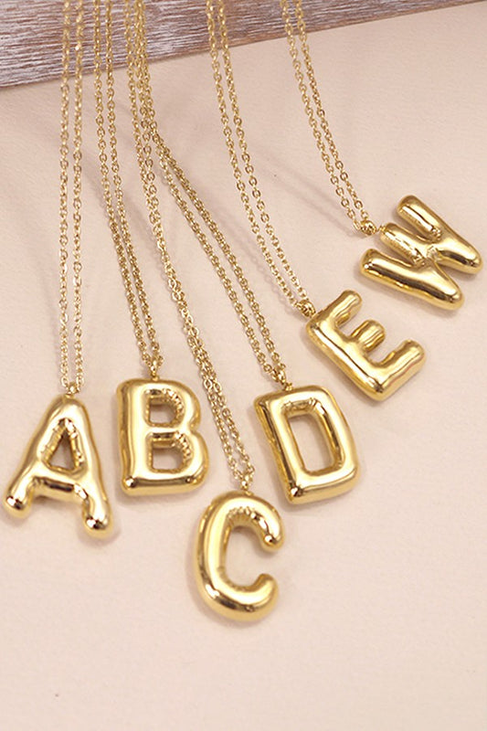 Initial Bubble Letter Necklace