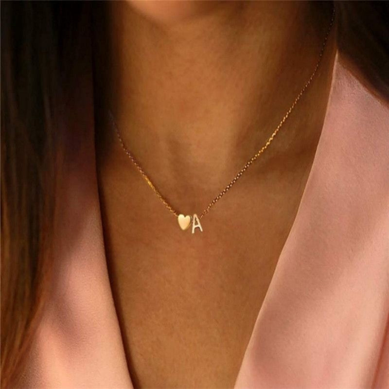 Initial + Heart Necklace ~ 18K Gold Dipped