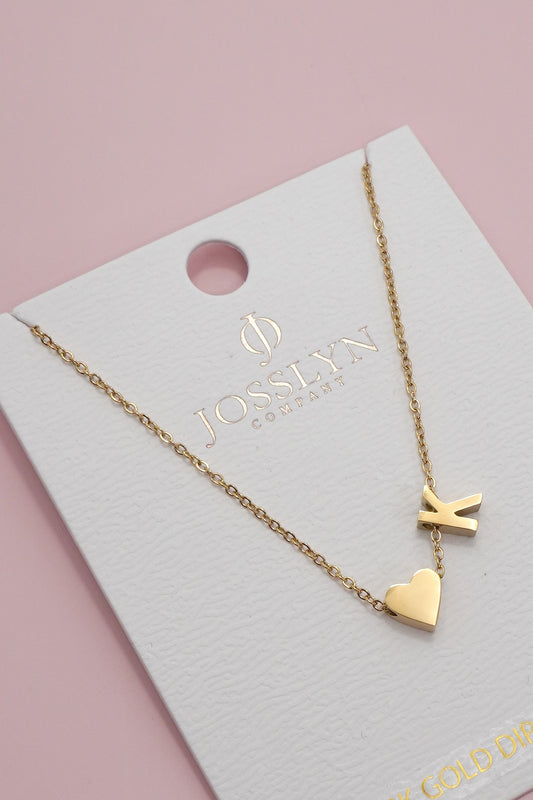 Initial + Heart Necklace ~ 18K Gold Dipped