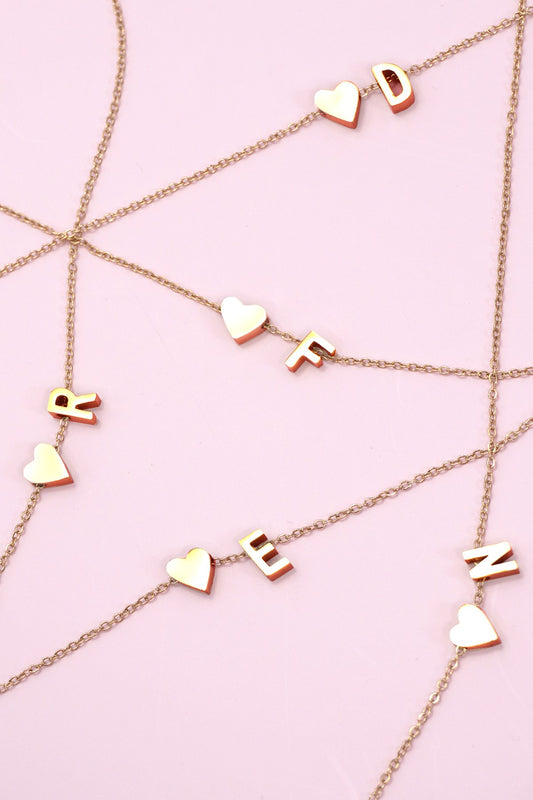 Initial + Heart Necklace ~ 18K Gold Dipped