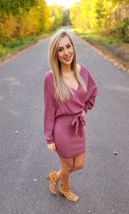 Wrap Bodycon Sweater Dress