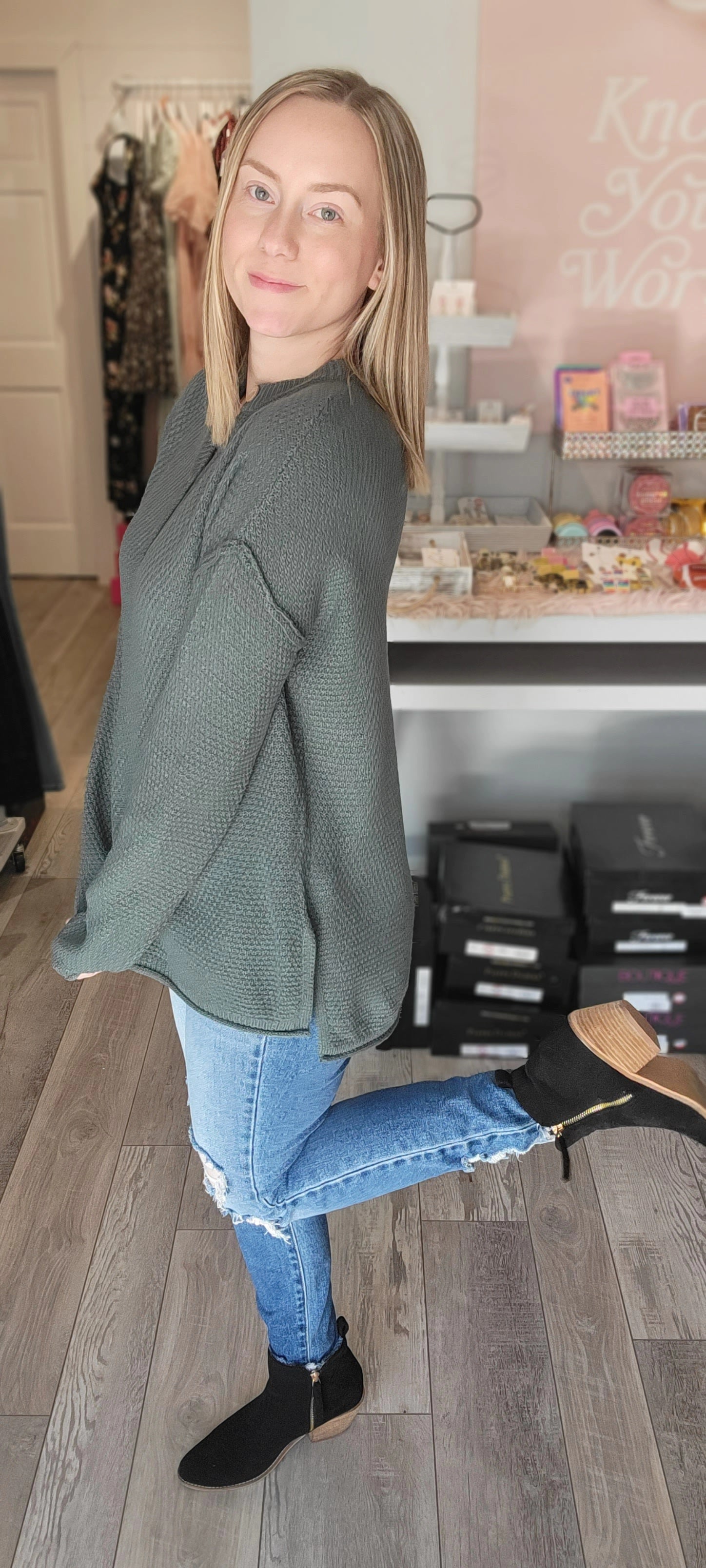 Henley Hero Sweater - Ash Jade