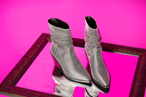 Glossy Black Crystal Booties by Corkys Footwear