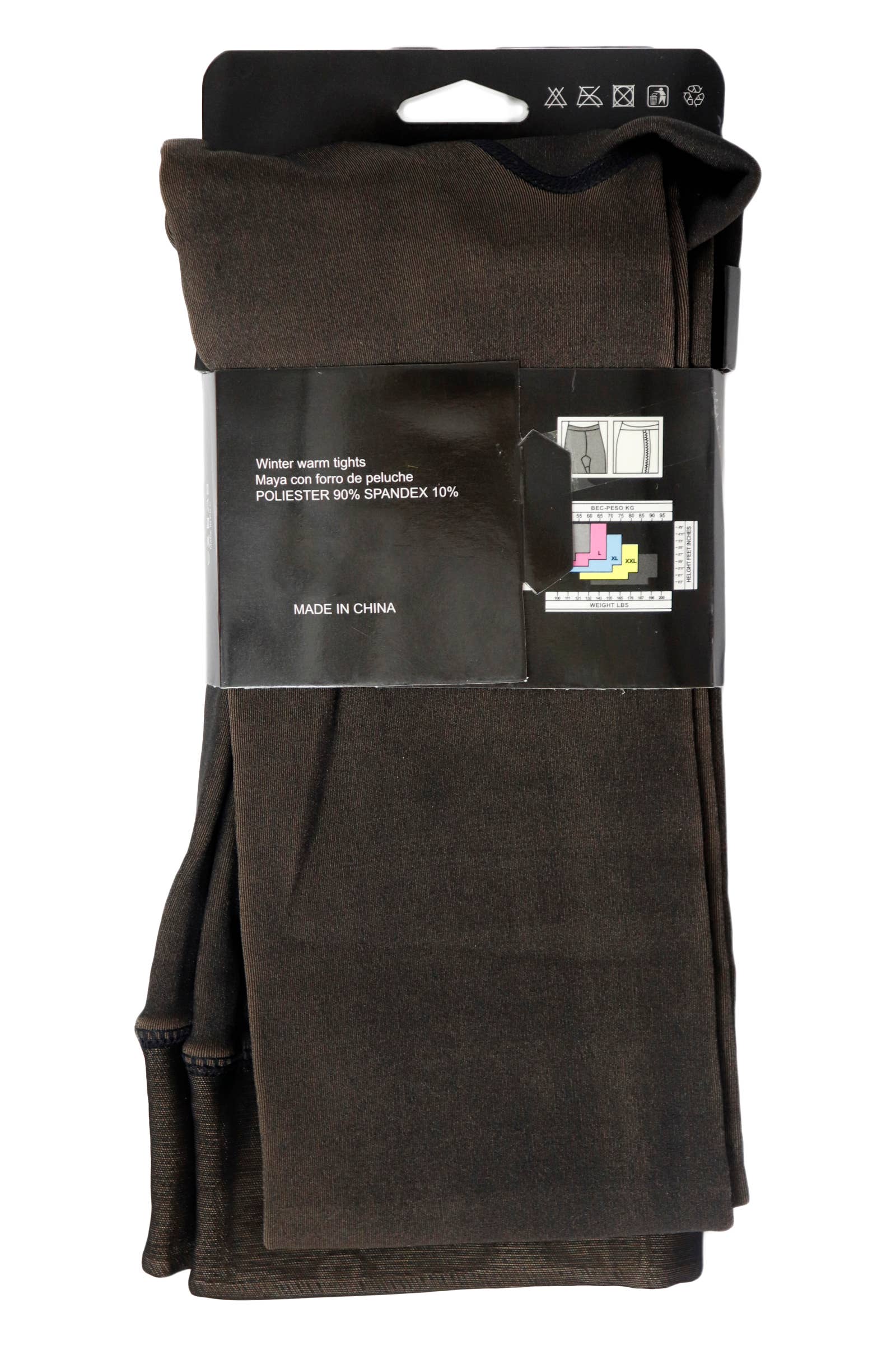 Faux Sheer Fleece Lined Tights – Black