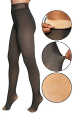 Load image into Gallery viewer, Faux Sheer Fleece Lined Tights – Black
