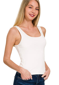 Yes, Please 2 Layer Round Neck Tank - Off White