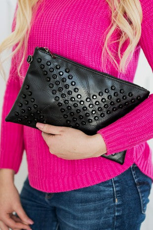 Skya Studded Clutch Handbag