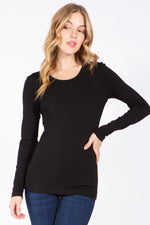 Load image into Gallery viewer, Round Neck Long Sleeve Basic Black
