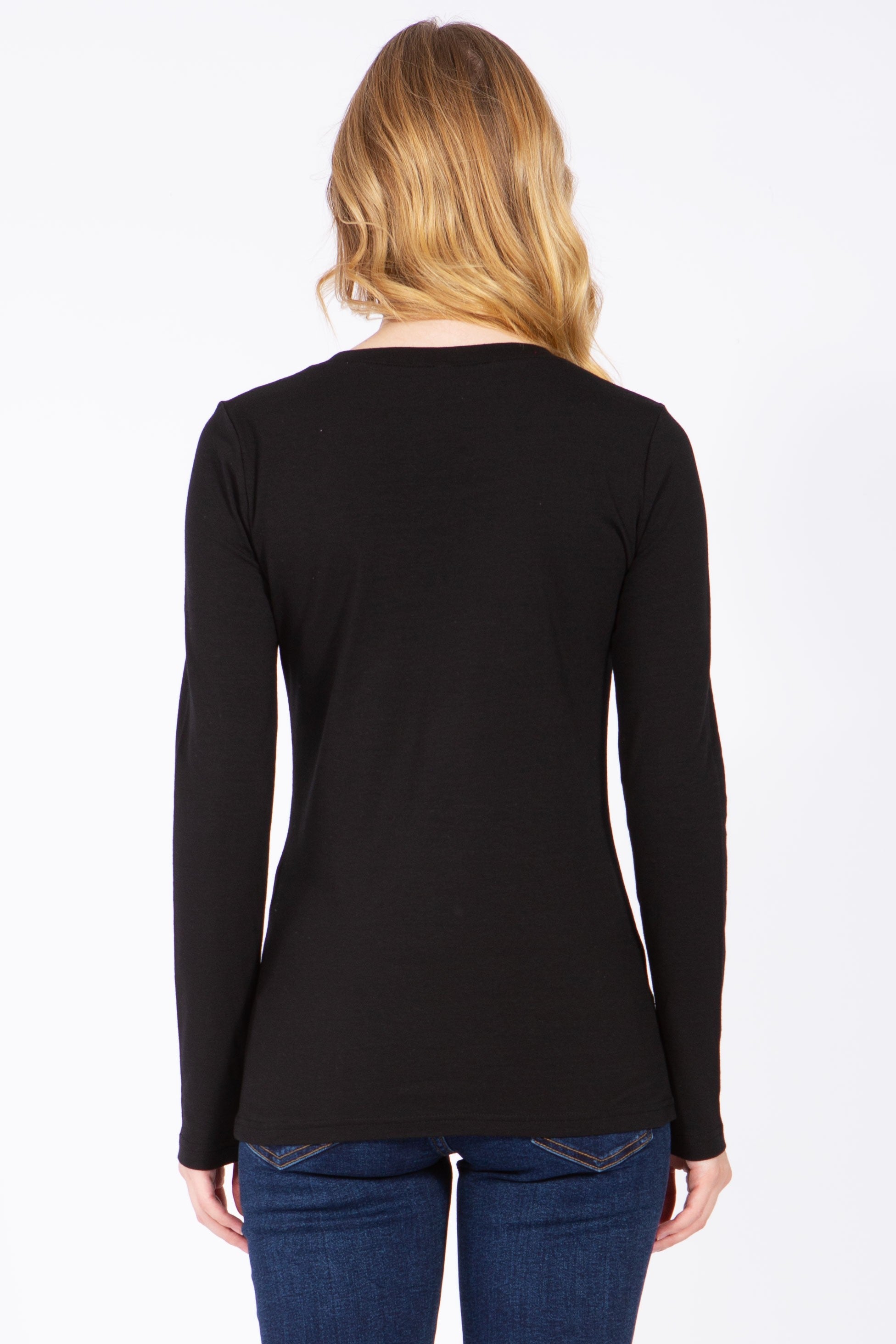Round Neck Long Sleeve Basic Black