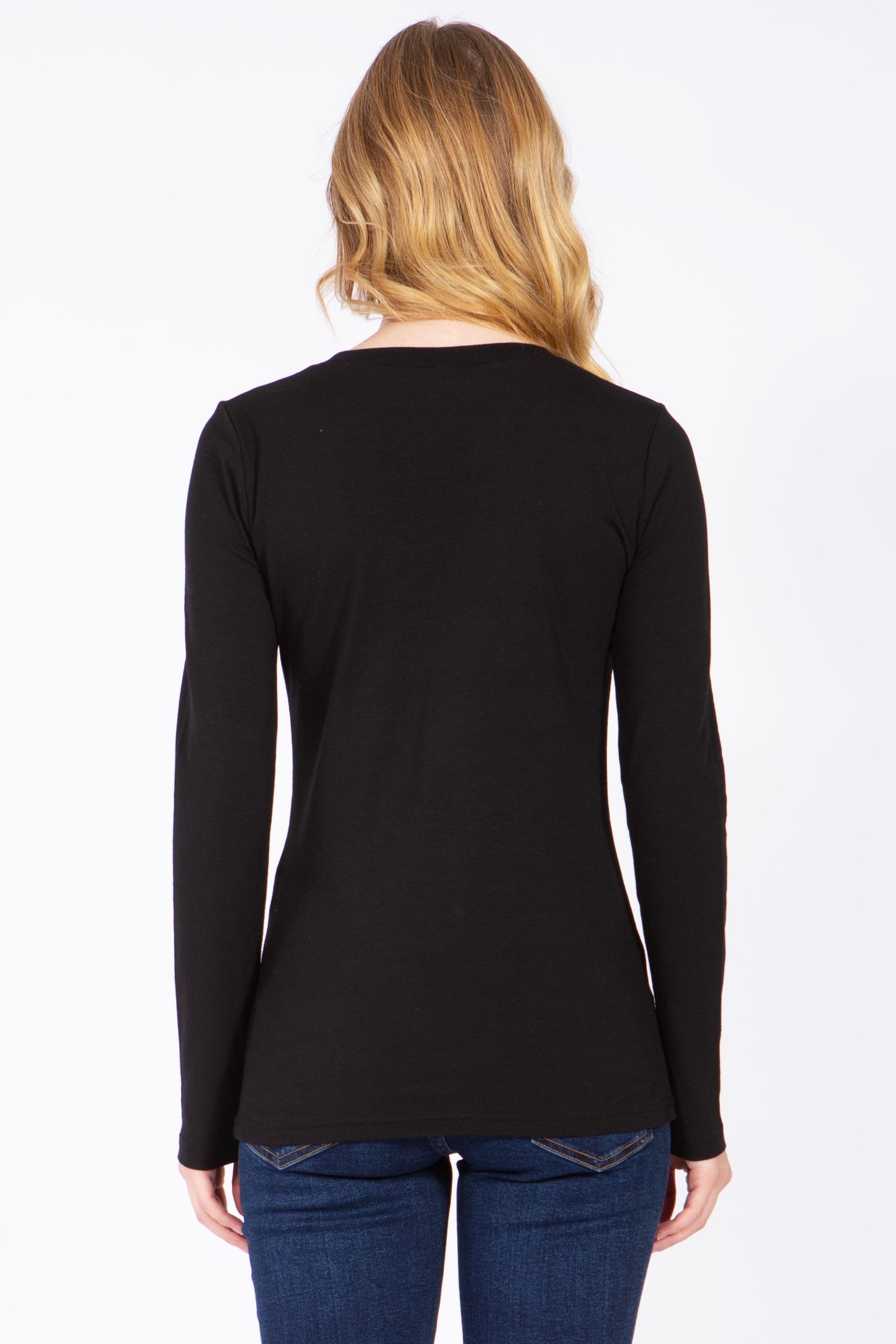 Round Neck Long Sleeve Basic Black
