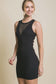 Fearless Mesh Front Knit Mini Black Dress