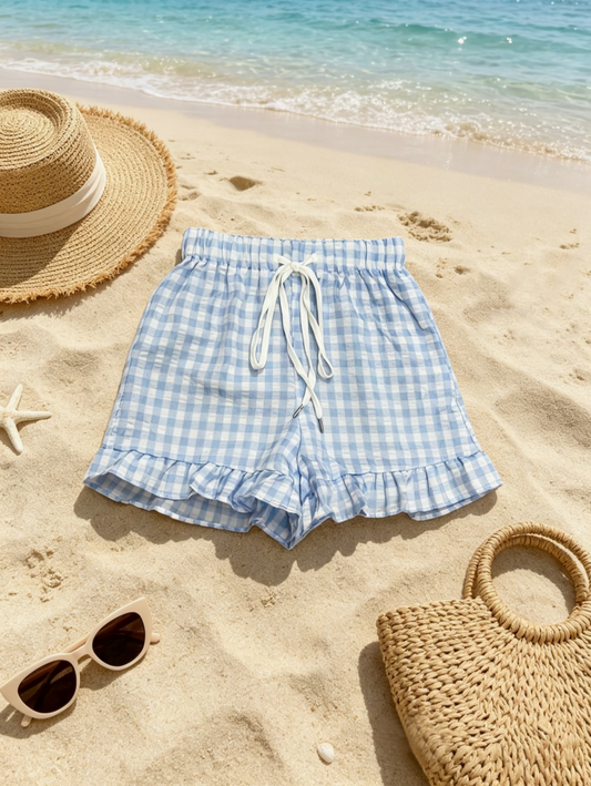 Beach Day Picnic Gingham Shorts