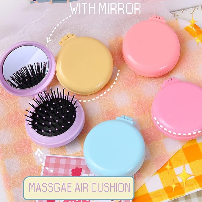 Compact Hair Brush & Mirror
