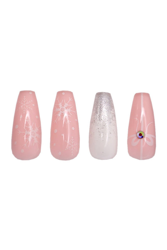 Glam Couture Coffin Snowflake Press on Nails