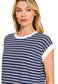 All American Girl Striped Tee Navy
