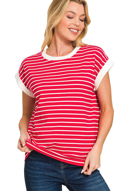 All American Girl Striped Tee Red