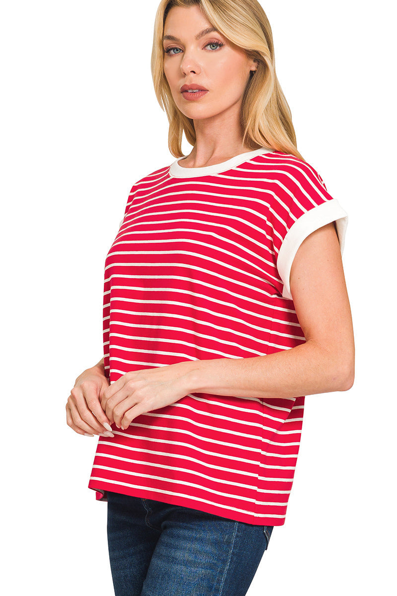 All American Girl Striped Tee Red