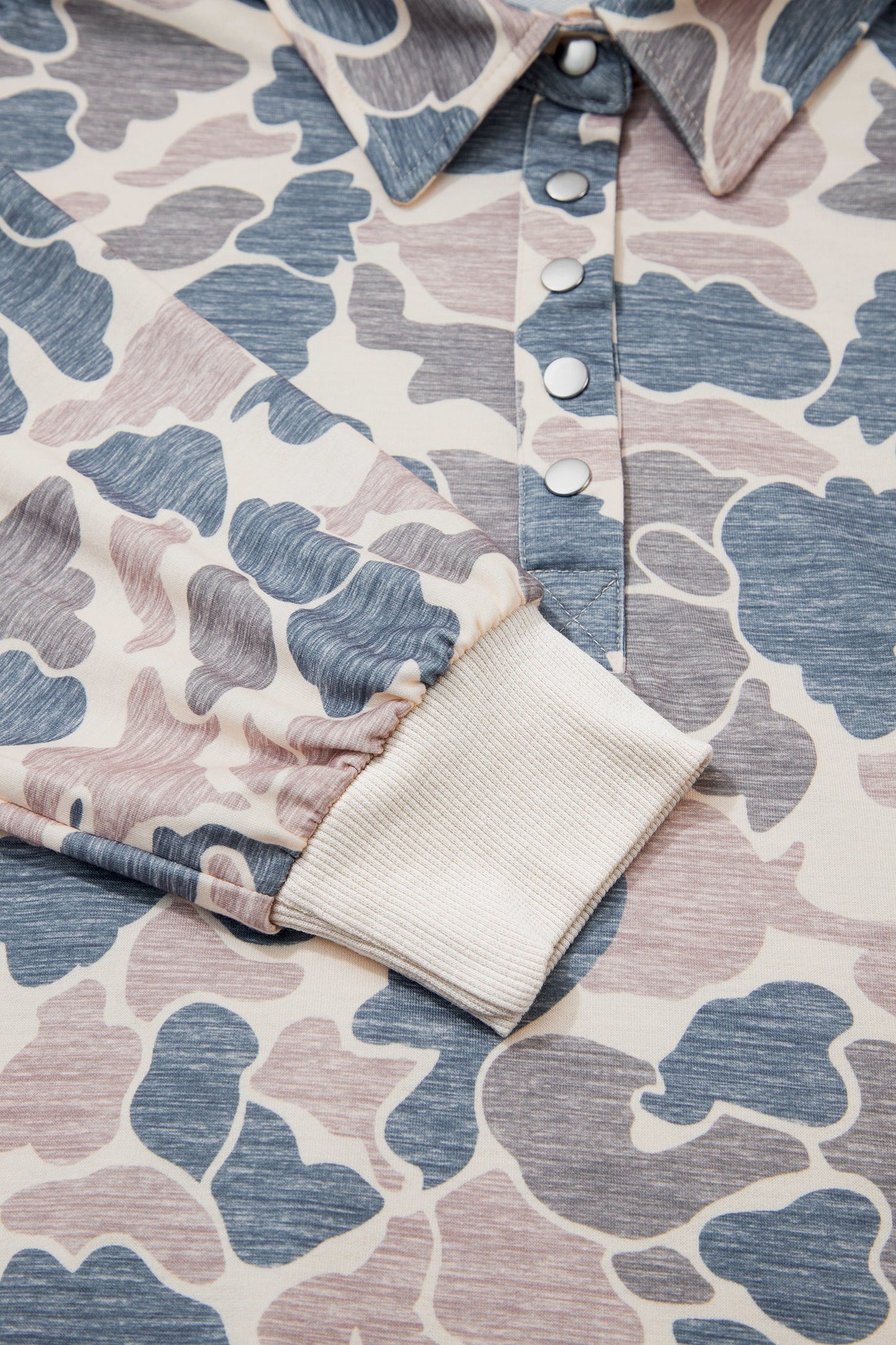 Casual Collared Camo Pullover