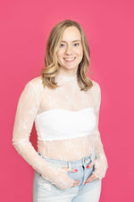 Load image into Gallery viewer, Flirty Lace Mesh Top ~ Off White
