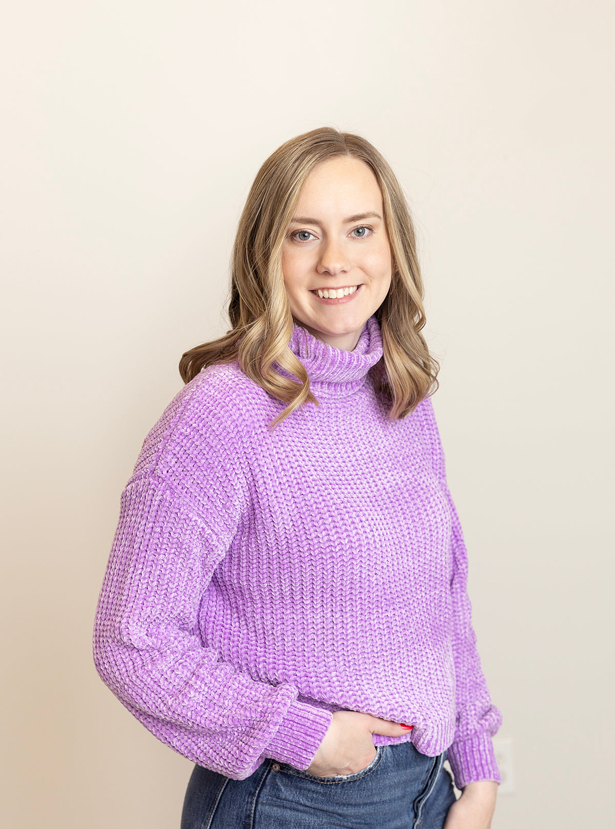 Chenille Turtleneck Sweater ~ Lavender