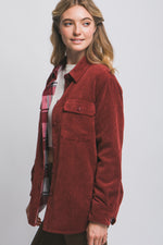 Load image into Gallery viewer, Burgundy Corduroy Reversible Shackett
