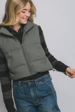 Load image into Gallery viewer, Cropped Puffer Vest ~  Deep Evergreen
