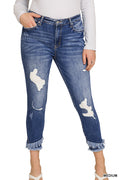 Zenana Cropped Distressed Jeans