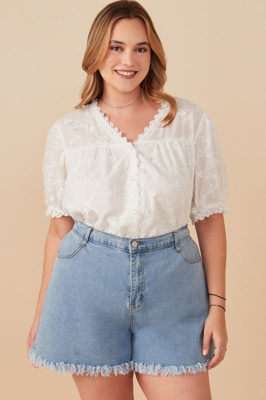 Meant To Be Floral Crochet Eyelet And Lace Blouse