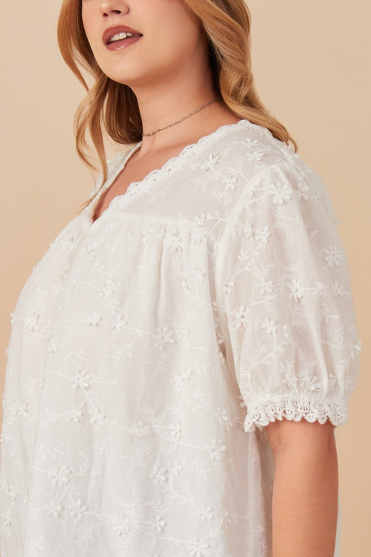 Meant To Be Floral Crochet Eyelet And Lace Blouse