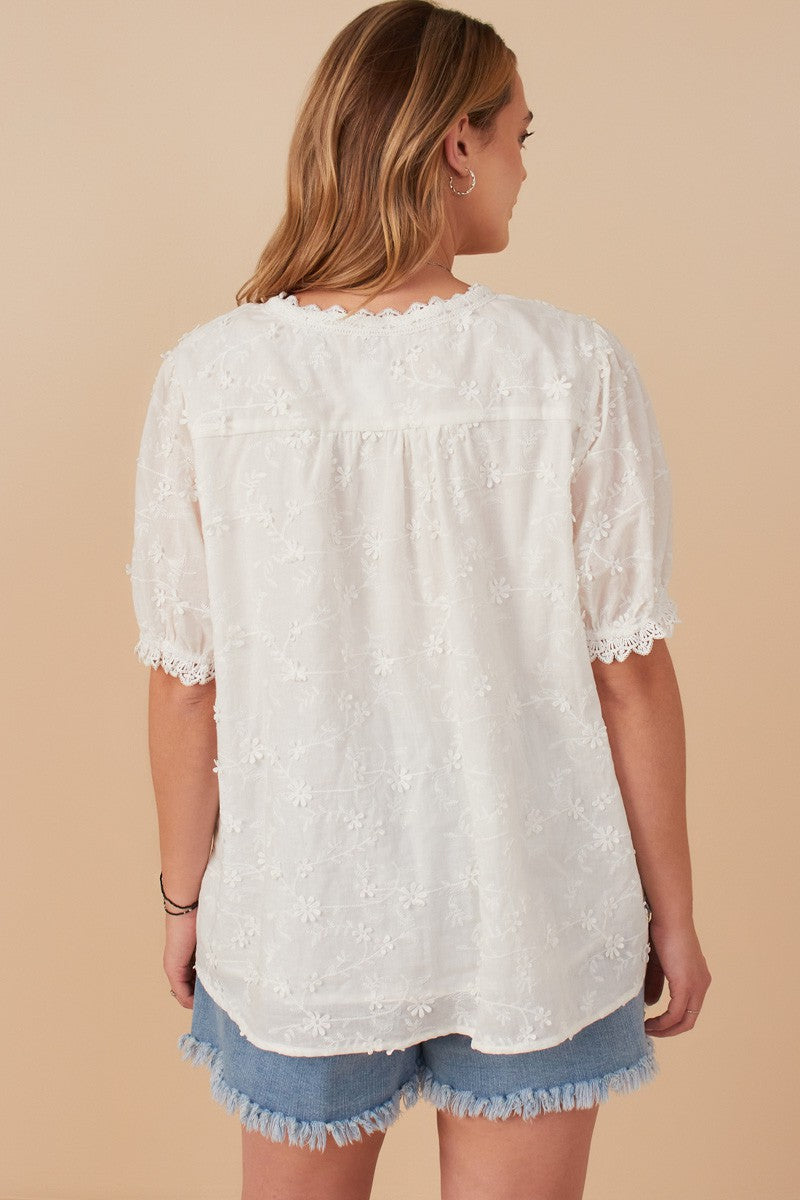 Meant To Be Floral Crochet Eyelet And Lace Blouse