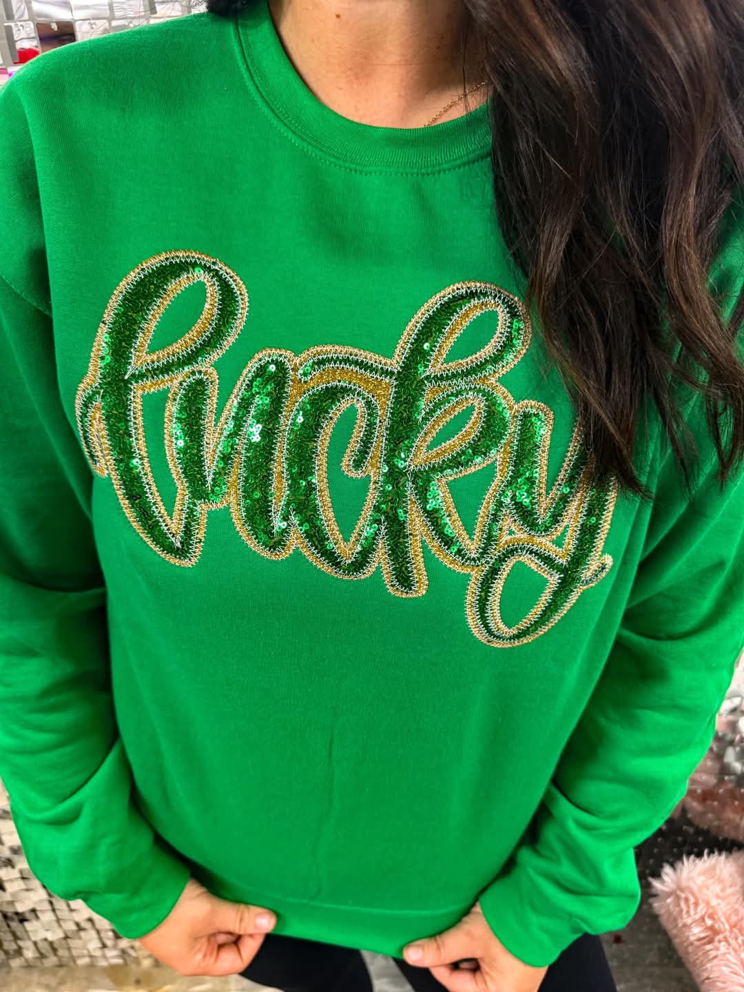 Lucky Sequin Crewneck Sweatshirt - Final Sale