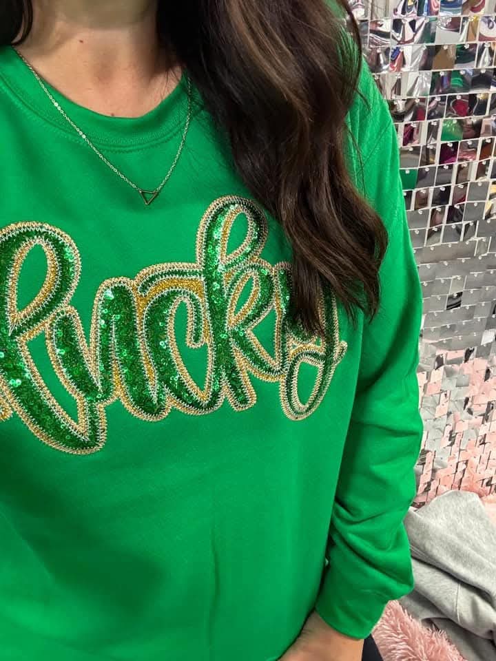 Lucky Sequin Crewneck Sweatshirt - Final Sale