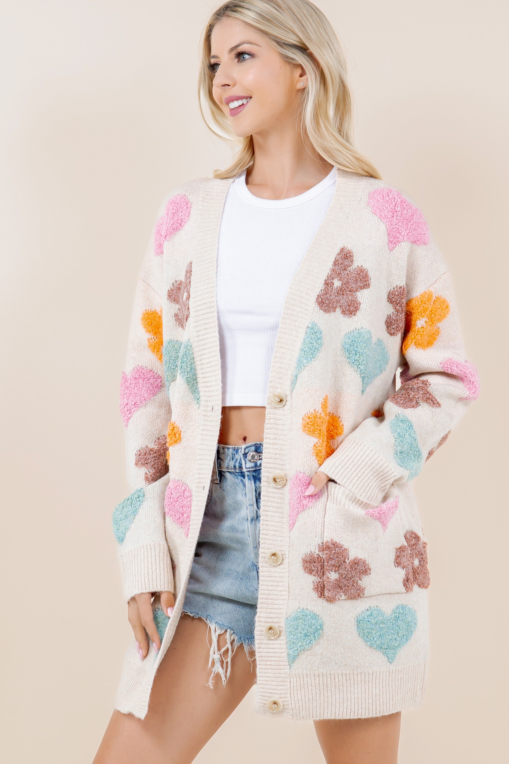 Sweetheart Bloom Oversized Cardigan