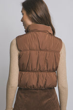 Load image into Gallery viewer, Reversible Mocha Plaid Puffer Vest
