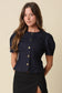 Gia Puff Sleeve Button Denim Top